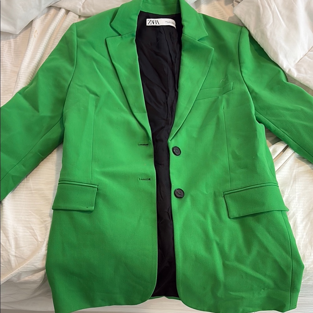 Zara Green Sport Coat with Notched Lapels
